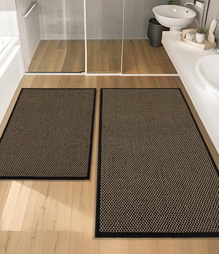 YIHOUSE Badezimmerteppich-Set, 2-teilig, schwarz, ultradünn, passend unter die Tür YIHOUSE Badezimmerteppich-Set, 2-teilig, schwarz, ultradünn, passend unter die Tür von YIHOUSE
