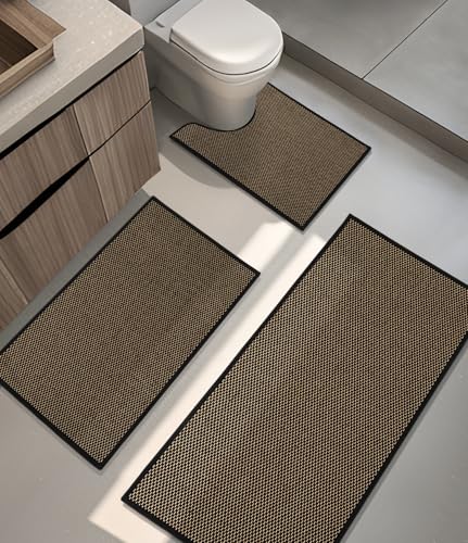 YIHOUSE Badezimmerteppich-Set, 3-teilig, schwarz, ultradünn, passend unter die Tür YIHOUSE Badezimmerteppich-Set, 3-teilig, schwarz, ultradünn, passend unter die Tür von YIHOUSE