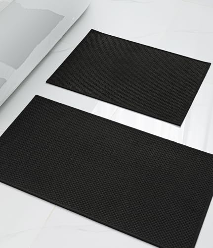 YIHOUSE Badezimmerteppich-Set, ultradünn, schnell trocknend, saugfähige Badematte für Badezimmer, rutschfest, maschinenwaschbar, Badteppich, 2 Stück, Schwarz YIHOUSE Badezimmerteppich-Set, ultradünn, schnell trocknend, saugfähige Badematte für Badezimmer, rutschfest, maschinenwaschbar, Badteppich, 2 Stück, Schwarz von YIHOUSE