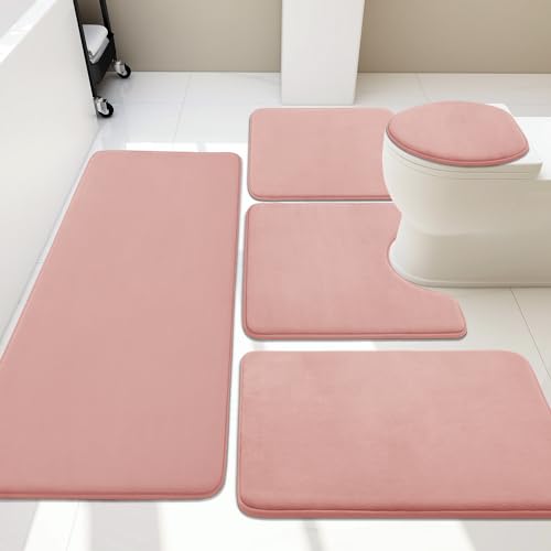 YIHOUSE Badteppich Badematte Duschteppich 5 Stück rosa von YIHOUSE