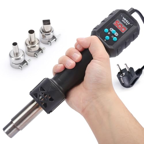 YIHUA 8858-IV Mehrzweck-Heißluftfön für Basteln Elektroniklöten DIY Schrumpfschlauch und -folie Lötbrenner mit Temperatur- und Luftstromregelung 3 Düsen eingebauter Ständer manueller Standby-Modus von YIHUA