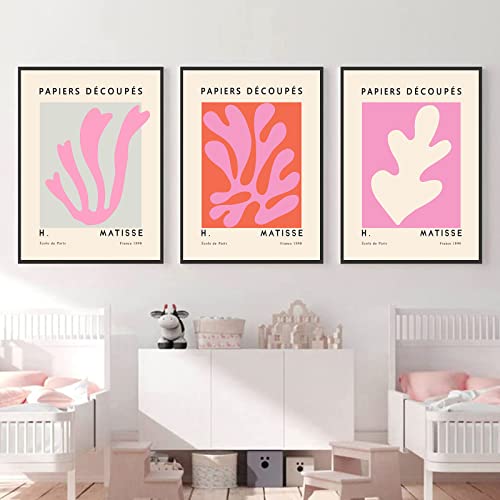 Pink Flower Market Poster Henri Matisse Wandkunst Leinwand Pastell Ästhetische Poster Wandkunst Drucke für Raumdekoration Matisse Ausstellung Poster Hellrosa Matisse Drucke 40,6 x 61 x 3 Stück von YIIBZBGY