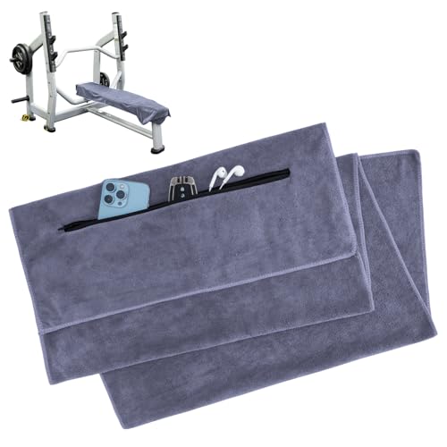 YIIFELL 120x50cm Fitness Handtuch, Sporthandtuch Microfaser Handtücher mit Reißverschlusstasche, Gym Handtuch für Fitnessstudio Yoga Outdoor und Training-Grau von YIIFELL