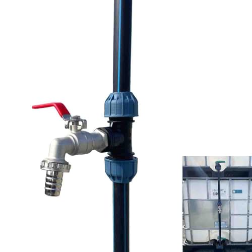 IBC Verbindungssett, IBC Adapter Verbinder für 1-2 Regenwassertanks – 25mm x 3/4" I S60x6,Garten Wasserhahn Auslass, für Regenwassertank Wasserfaß Regenfass IBC-Container von YIJIEHH
