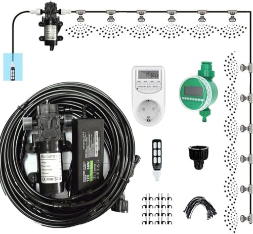 Nebelkühlsystem für den Außenbereich, Nebelkühlsystem-Set mit Timern und 24 V leiser Pumpe und Messingsprühern und Filter, Terrassennebel, Nebelsystem, Tropfbewässerungssystem, 6 m Rohr + 6 Düsen Nebelkühlsystem für den Außenbereich, Nebelkühlsystem-Set mit Timern und 24 V leiser Pumpe und Messingsprühern und Filter, Terrassennebel, Nebelsystem, Tropfbewässerungssystem, 6 m Rohr + 6 Düsen von YIJIEHH