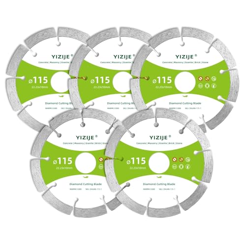 YIJIZE 5x 115mm Diamanttrennscheiben, Universal Trennscheibe für Beton, Stein, Ziegel, Granit, Baumaterialien, Naturstein, Trocken und Nassschnitt von YIJIZE
