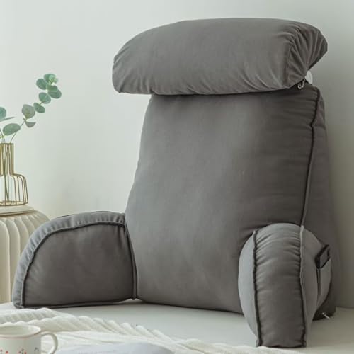 YIJOY Leseunterlage mit Armlehnen, Sofa Rückenlehne Pad, abnehmbare Lese-/Entspannungs-/TV Nackenpolster, AdvancedGrey, 75 x 40 x 50cm(mit Kopfstütze) von YIJOY