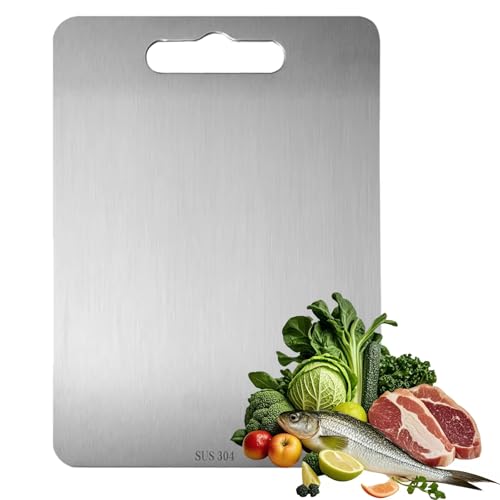 YIJUNSTORE Edelstahl Schneidplatte Doppelseitige Lebensmittel reines Titan Schneidplatte Nudelschneidplatte Grillplatte Küchenplatte 29x20cm von YIJUNSTORE