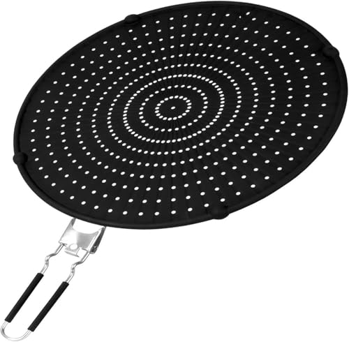 Oil an Water Drain Net Pad, 32,5 cm Durchmesser Silikon Schwarz Wasser und Öl Leckage Loch Platte für Küche und Outdoor (schwarz) von YIKANGHENG