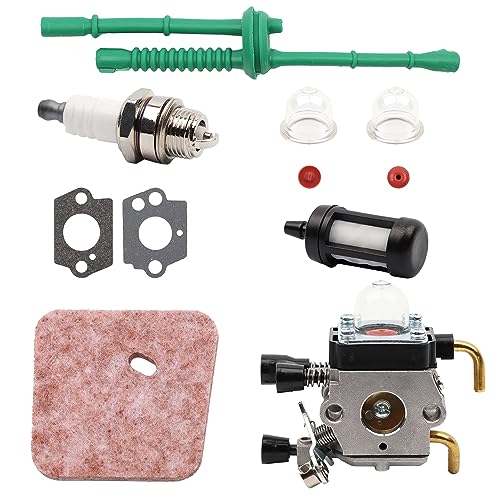 YIKAOMAI® Vergaser, C1Q-S97 Vergaser for STIHL FS55 FS38 FS45 FS46 KM55 HL45 FS55C FS55R FS55RC FS45L FS45C FS46C Fadenabschneider Weed Eater mit Luftfilter Kraftstoffleitung Primer Bulb Kit von YIKAOMAI