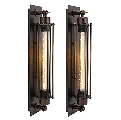 2er Pack Modern Industrielle Metall Rohr Retro Wandlampe Deckleuchte Vintage Stil Retrolampe 17,72" Höhe Wandleuchte Water Pipes Steampunk Design Querflöte-Art Beleuchtung für Innen Deko Zimmerdecke von YIKEGE LICHT