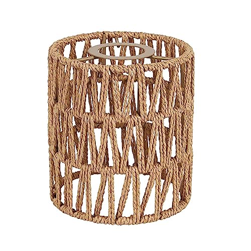 Boho Rattan Lampenschirm Hängelampe Stehlampe Papierlampenschirm Pendelleuchtenschirm Korblampen Tischleuchte Ersatzschirm Lampenschirm Zubehör Laterne für Tischlampe Hängeleuchten Deckenlampe (2) von YIKEGE LICHT