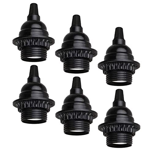 6x Schwarz E27 Vintage Edison Lampenfassung Lampenhalter Bakelit Harte Schale Buchse Adapter für Schraub Glühbirne, DIY Wand-, Tisch- Steh- oder Deckenleuchte Lampenzubehöre für ersetzen Lampensockel von YIKEGE LICHT