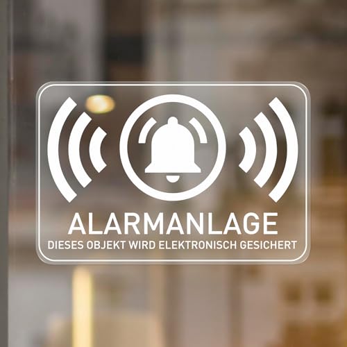 YIKIADA 10 Stück Alarmanlage Aufkleber 7,6 × 5 cm Vinyl Selbstklebend Alarmgesichert Sicherheit Etiketten Wasserdicht Einbruchschutz Sticker für Auto Büro Haus (Innenkleber) von YIKIADA