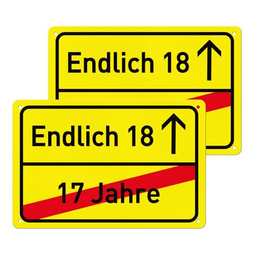 YIKIADA Endlich 18 Geburtstag Schild 30 x 20 cm Kunststoff Party Deko Geschenkideen Geburtstagsparty Dekoration für Mädchen und Junge 2 Stück von YIKIADA