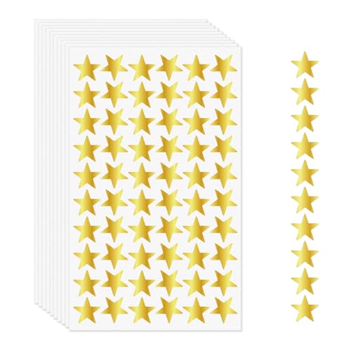 YIKIADA Gold Stern Aufkleber Vinyl Selbstklebende Glitzer 1,8 mm Holographisch Etiketten Kleine Stern Sticker für Belohnung Scrapbooking Handwerk 600 Stück von YIKIADA