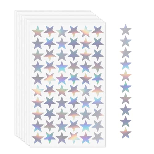 YIKIADA Silber Stern Aufkleber Vinyl Selbstklebende Glitzer 1,8 mm Holographisch Etiketten Kleine Stern Sticker für Belohnung Scrapbooking Handwerk 600 Stück von YIKIADA