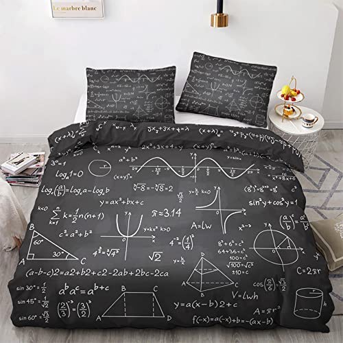 YIKODA Bettwäsche 135x200 cm Mathe-Themen, Schüler Schule Bildung Wendebettwäsche 110gsm Weich Mikrofaser mit reißverschluss + 2 Passender Kissenbezug 80x80 cm von ISRKU