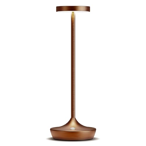 YIKUI Tischlampe Kabellose Dimmbare Akku - LED 3 Farbtemperatur, IP54 wasserdicht, 6000 mAh Batterie Wiederaufladbar für Geeignet Für Schlafzimmer Restaurant Camping (Kaffee) von YIKUI