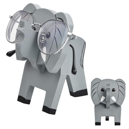 YILANJIN Brillenständer aus Holz, 3D Handgefertigte Kreative Handgemachte Form Holzschnitzbrille Ständer Sonnenbrillen Präsentationsständer Home Office Schreibtischdekoration (Elefant) von YILANJIN