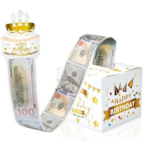 YILANJIN Happy Birthday Spardose Geldgeschenk Ziehen, Geldkoffer für Bargeld, lustiges Ziehen Bargeld aus Geldkoffer für Frauen Männer Überraschung Neuheit Geburtstag Spardose für Geburtstag von YILANJIN