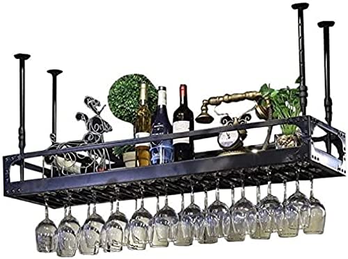 Weinregal zur Wandmontage, Metall-Weinregal, Flaschenhalter, Flaschenhalter für eine Flasche Bier, europäische Küche, Retro-Küche, Bar, Restaurant, kleines Weinregal, schwarz, 100 x 35 cm, 6 von YILIYIO