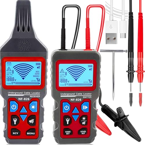 NF-826 Underground Wire Locator and Cable Tracer/Buried Wire Tracer and Cable Locator/Wall/Underground Pipe Wire Detector for Dog Fence Cables, Irrigation Control Wire Kit (Professional Grade) von YILTION