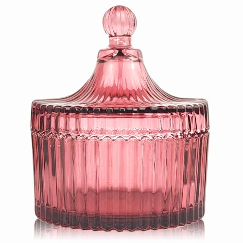 YILUSHENGHUA Buntes Glas mit Deckel – Süßigkeiten-Plätzchen-Behälter, Schmuckschatulle, Buffet-Keks-Aufbewahrung, dekoratives Lebensmittelglas (Violett-Rot) von YILUSHENGHUA