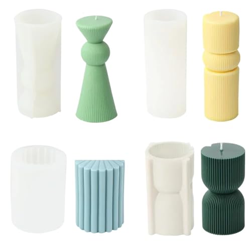 2/4PCS Kerze Silikon Form Gewebte Ball Spirale Geometrie Zylindrische FüR Herstellung Kerzen Seife(White15 4PCS) von YILWPV