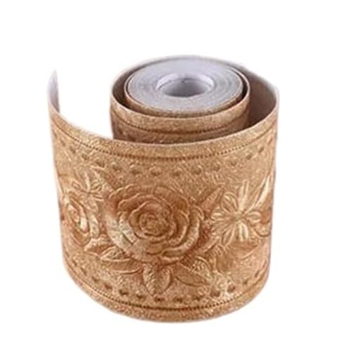 2 stücke Badezimmer 3D Taille Linie Tapete TV Hintergrund Wohnzimmer Wand Rock Rand PVC Wasserdicht Selbstklebende Dekorative Film Eür Flur Decke(Golden peony) von YILWPV