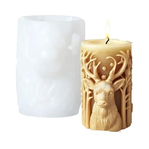2PCS 3D Weihnachtsbaum Relief Zylinder Kerze Silikon Form Brief Schneeflocke Formen FüR Herstellung Kerzen Seife(White01) von YILWPV