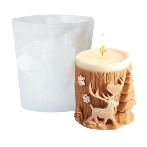 2PCS 3D Weihnachtsbaum Relief Zylinder Kerze Silikon Form Brief Schneeflocke Formen FüR Herstellung Kerzen Seife(White02) von YILWPV