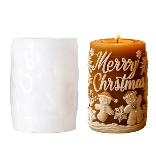 2PCS 3D Weihnachtsbaum Relief Zylinder Kerze Silikon Form Brief Schneeflocke Formen FüR Herstellung Kerzen Seife(White05) von YILWPV