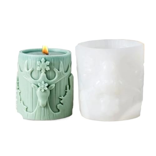 2PCS 3D Weihnachtsbaum Relief Zylinder Kerze Silikon Form Brief Schneeflocke Formen FüR Herstellung Kerzen Seife(White09) von YILWPV