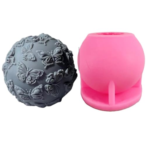 2PCS DIY Schmetterling Ball Kerze Silikon Form Carving Muster Harz Gips FüR Herstellung Kerzen Seife(Pink01) von YILWPV