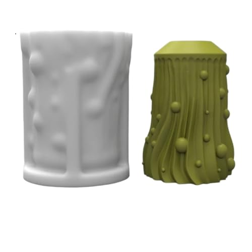 2PCS Unregelmäßig Gestreifte Zylindrische Kerze Silikon Form Welle Harz Gips Seife Formen FüR Herstellung Kerzen Seife(White01) von YILWPV