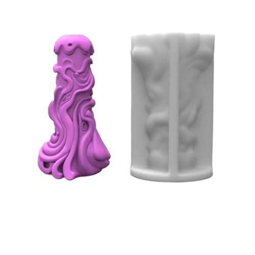 2PCS Unregelmäßig Gestreifte Zylindrische Kerze Silikon Form Welle Harz Gips Seife Formen FüR Herstellung Kerzen Seife(White03) von YILWPV