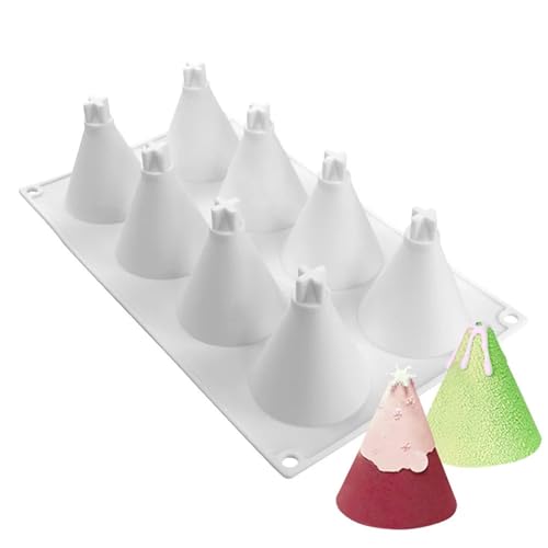 2PCS Weihnachten 8-link Kegel Weihnachtsbaum Mousse Silikon Form DIY Dessert Kuchen Backen Kerze Formen FüR Herstellung Kerzen Seife von YILWPV