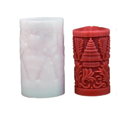 2PCS Weihnachten Kerze Silikon Form Zylindrische Relief Kit, Der Handgemachte Gips Harz FüR Herstellung Kerzen Seife(White01) von YILWPV