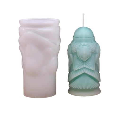 2PCS Weihnachten Kerze Silikon Form Zylindrische Relief Kit, Der Handgemachte Gips Harz FüR Herstellung Kerzen Seife(White02) von YILWPV