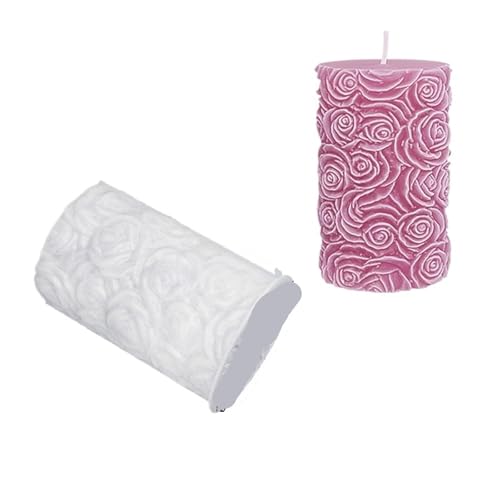 3/6PCS 3D Relief Schmetterling Blume Zylinder Silikon Kerze Form DIY Welle Kirschblüte Säule Seife Harz Gips form FüR Herstellung Kerzen Seife(3pcs White01) von YILWPV