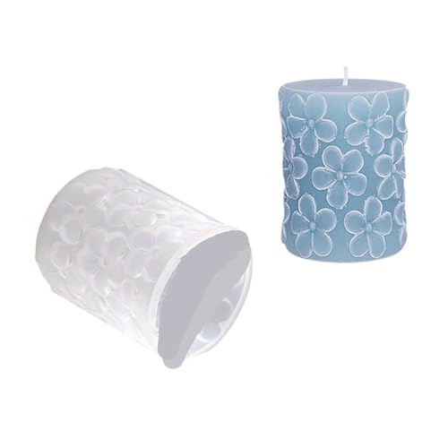 3/6PCS 3D Relief Schmetterling Blume Zylinder Silikon Kerze Form DIY Welle Kirschblüte Säule Seife Harz Gips form FüR Herstellung Kerzen Seife(3pcs White03) von YILWPV