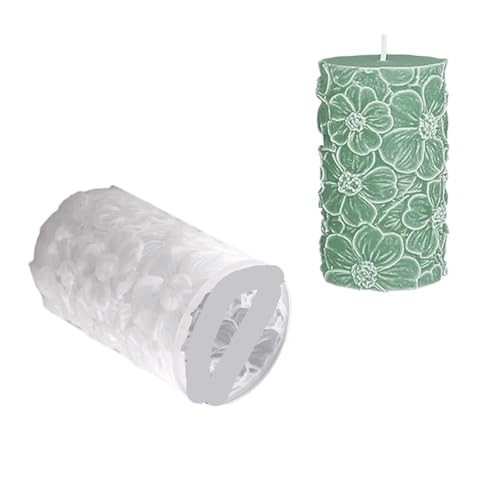 3/6PCS 3D Relief Schmetterling Blume Zylinder Silikon Kerze Form DIY Welle Kirschblüte Säule Seife Harz Gips form FüR Herstellung Kerzen Seife(3pcs White05) von YILWPV