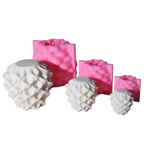 3PCS Geometrie Blume Ball Kerze Silikon Form 3D Cylinde Swirl Skulptur Säule Kunst Wachs, Der DIY FüR Herstellung Kerzen Seife von YILWPV