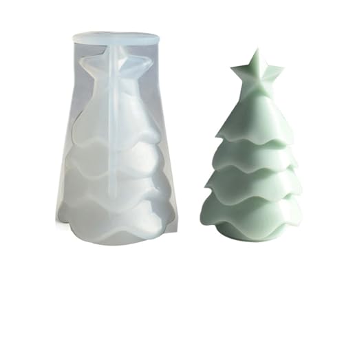 5PCS 3D Weihnachtsbaum Kerze Silikon Form DIY Weihnachten Herstellung Kit Handgemachte Seife Gips Harz Backen Werkzeug FüR Herstellung Kerzen Seife(Clear07) von YILWPV