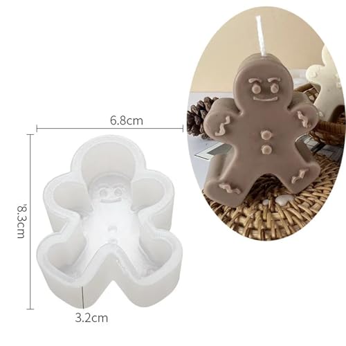 6PCS Smiley Gesicht Lebkuchenmann Silikon Kerze Form DIY Handgemachte Duft, Der Epoxidharz Kuchen Backform FüR Herstellung Kerzen Seife von YILWPV