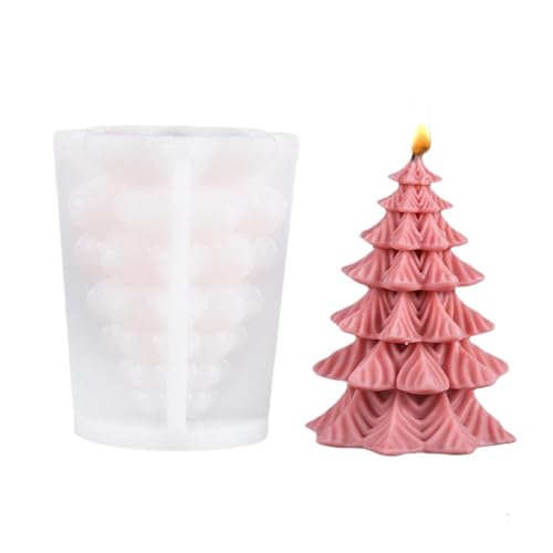 7PCS Weihnachtsbaum Schnitzmuster Zylindrische Kerze 3D Silikonform Rentier Schneeflocke Elch Kerzenform FüR Herstellung Kerzen Seife(Clear04) von YILWPV