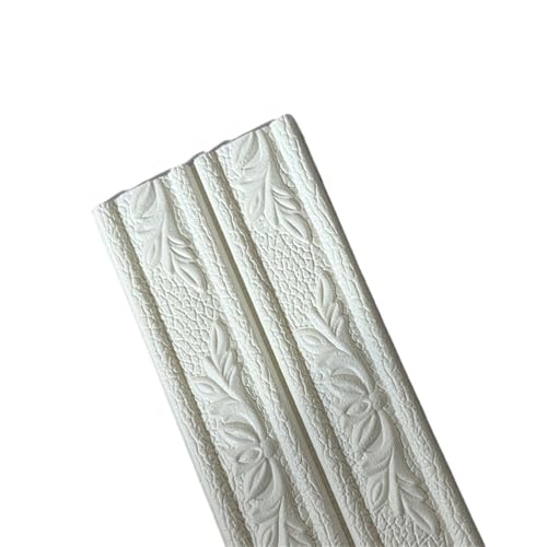 YILWPV 2 stücke Selbstklebende Abgezogen Tapete 3D Carving Decke Dekorative Streifen Wand Sockel Linie Hause Dekoration Aufkleber Eür Flur Decke(White) von YILWPV