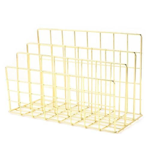 YILWPV Schreibtischregal 2pcs Minimalist Iron Desktop Storage Rack Organizer Table Organizing Rack Document Book Rack Desk Multi-Functional Storage Rack Für Schreibtisch(Gold 24 * 11.5 * 15.5cm) von YILWPV