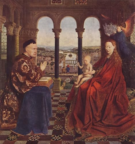 YIMACBJXX Bekannt Abstrakter Druck Malerei Poster Dame Des Kanzlers Rolin Von Jan Van Eyck Berühmte Leinwand für Heimtextilien 60x90cm von YIMACBJXX